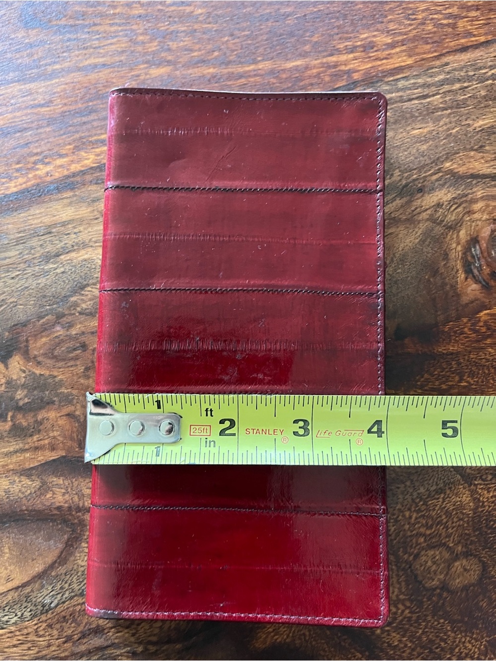Vintage Eel Skin Wallet Red Bifold Long Exotic Leather Genuine Clutch Retro - Picture 12 of 15